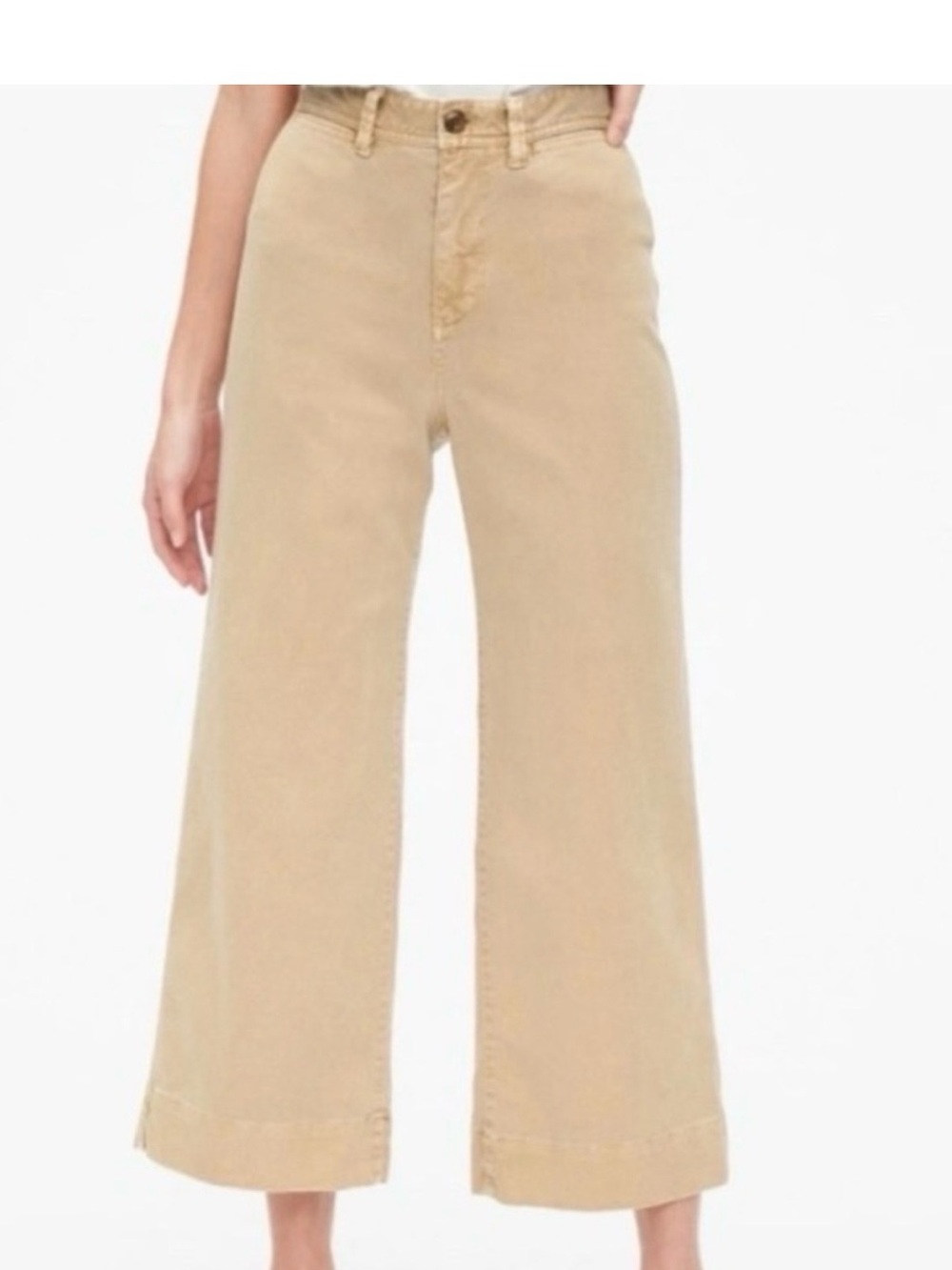 GAP Wide-Leg High-Rise Crop Jeans in Beige